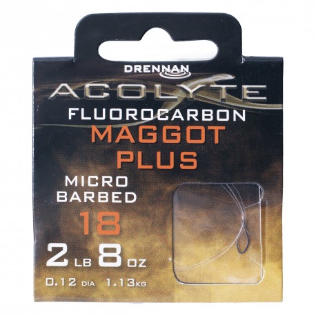Drennan Acolyte Hooks to Fluorocarbon - Micro Barbed Maggot Plus