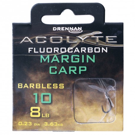 Drennan Acolyte Hooks to Fluorocarbon - Barbless Margin Carp