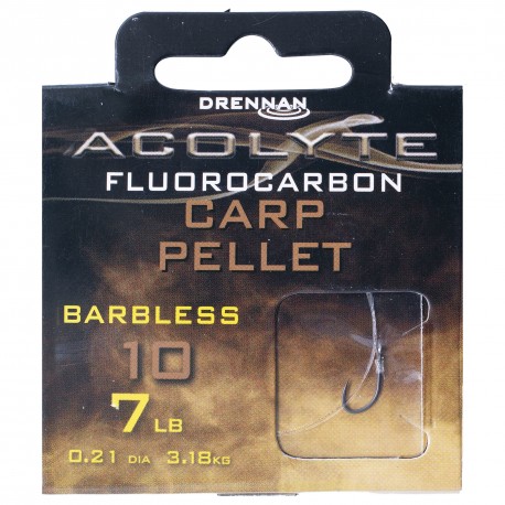 Drennan Acolyte Hooks to Fluorocarbon - Barbless Carp Pellet