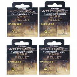 Drennan Acolyte Hooks to Fluorocarbon - Barbless Carp Pellet