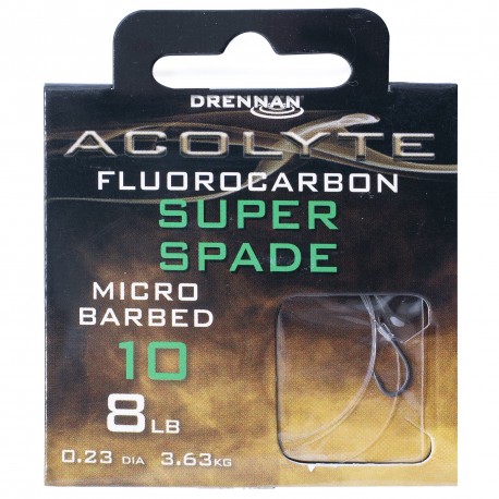 Drennan Acolyte Hooks to Fluorocarbon - Micro Barbed Super Spade