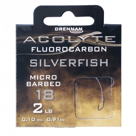 Drennan Acolyte Hooks to Fluorocarbon - Micro Barbed Silverfish