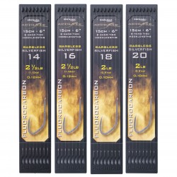 Drennan 6" Plate System Hooklinks - Acolyte Barbless Silverfish to Fluorocarbon