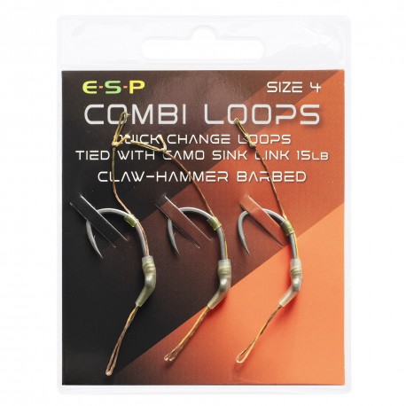 ESP Braided Combi Loop Rig Hook Sections - Barbed