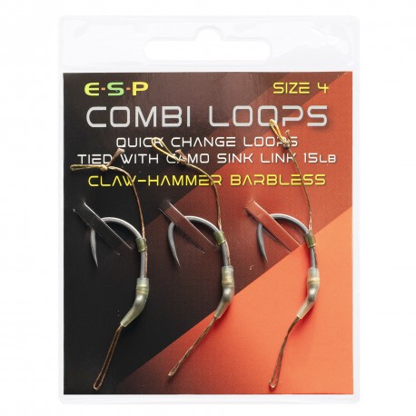 ESP Braided Combi Loop Rig Hook Sections - Barbless
