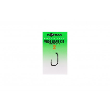 Korda Essentials Range - Wide Gape X B Barbless Hooks