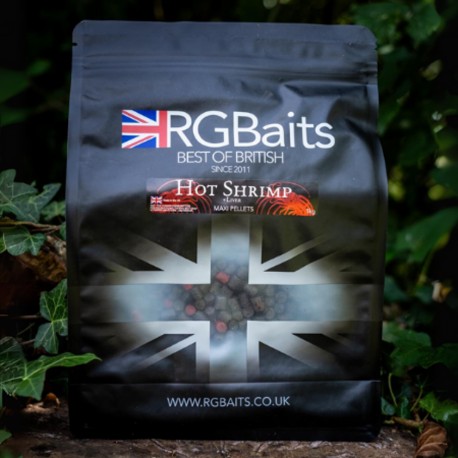 RG Baits Hot Shrimp + Liver Range - 5kg Maxi Pellets