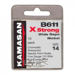 Kamasan B611 Barbed X-Strong Wide Gape Nickel Hooks