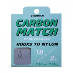 Drennan Carbon Match Micro Barbed Hooks to Nylon - All Sizes