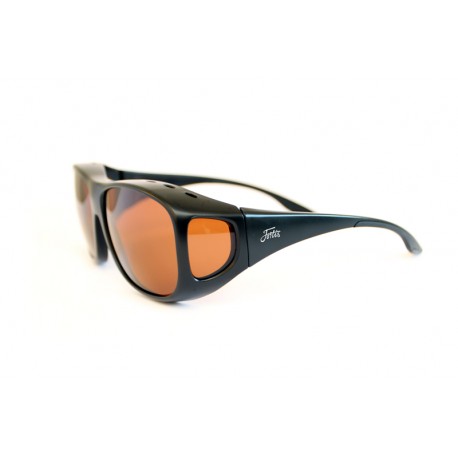 Fortis "Overwraps" Polarised Sunglasses - Matte Black Frame / Brown 247 Lens