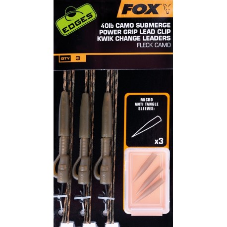 Fox Edges Submerge "Fleck Camo" Lead Clip Leaders - All Colours