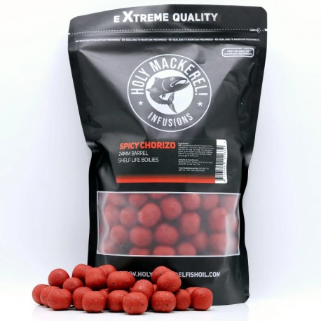 Holy Mackerel Infusions Range - Spicy Chorizo 24mm Barrel Boilies