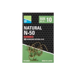 Preston Innovations Natural N-50 Spade End Barbed Hooks