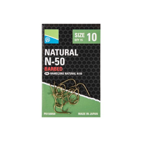 Preston Innovations Natural N-50 Spade End Barbed Hooks