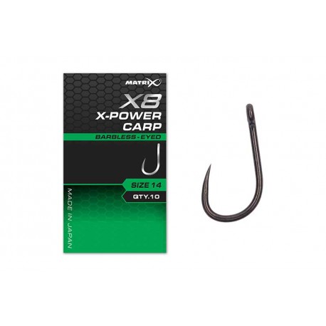 Matrix X8 Barbless X-Power Carp Rigger Hooks