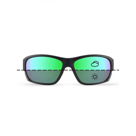 Fortis "Finseeker" Polarised Sunglasses - Black Frame / Switch + Green X-Blok Lens