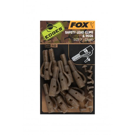 Fox "The Edges Camo" Range - Size 7 Safety Lead Clips & Pegs