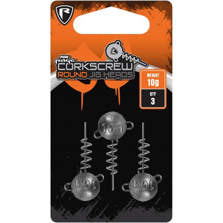 Fox Rage Corkscrew Round Jig Heads - 3 Pack
