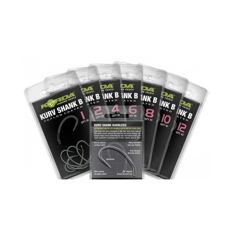 Korda Kurv Shank B Hooks All Sizes Mill View Fishing Tackle